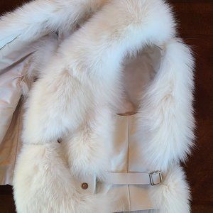 WOMEN GENUINE LEATHER WHITE FOX VEST